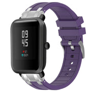 For Amazfit Bip Lite 20mm Quick Release Silver Buckle Royal Silicone Watch Band(Purple)
