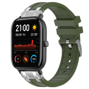 For Amazfit GTS 20mm Quick Release Silver Buckle Royal Silicone Watch Band(Olive Green)