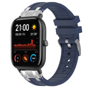For Amazfit GTS 20mm Quick Release Silver Buckle Royal Silicone Watch Band(Navy Blue)