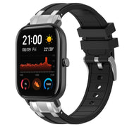 For Amazfit GTS 20mm Quick Release Silver Buckle Royal Silicone Watch Band(Black)
