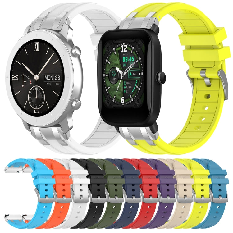 For Amazfit Pop Pro 20mm Quick Release Silver Buckle Royal Silicone Watch Band(Sky Blue)