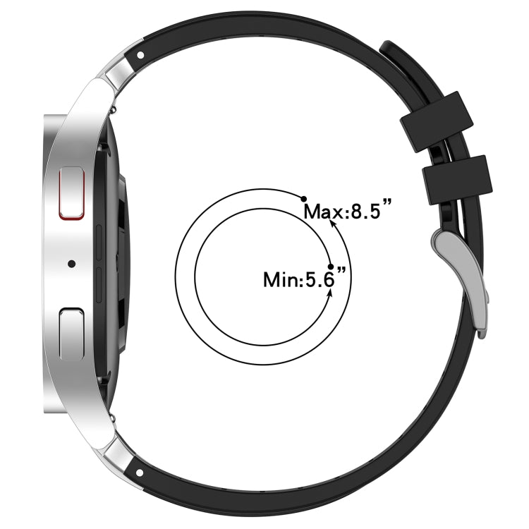 For Amazfit Active 20mm Quick Release Silver Buckle Royal Silicone Watch Band(Black)
