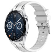 For Huawei Watch GT3 42mm 20mm Quick Release Silver Buckle Royal Silicone Watch Band(White)