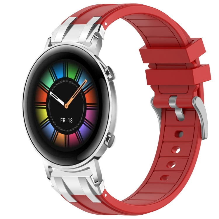 For Huawei Watch GT2 42mm 20mm Quick Release Silver Buckle Royal Silicone Watch Band(Red)