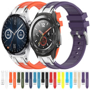 For Huawei Watch 2 20mm Quick Release Silver Buckle Royal Silicone Watch Band(Navy Blue)