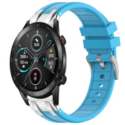For Honor Magic Watch 2 42mm 20mm Quick Release Silver Buckle Royal Silicone Watch Band(Sky Blue)