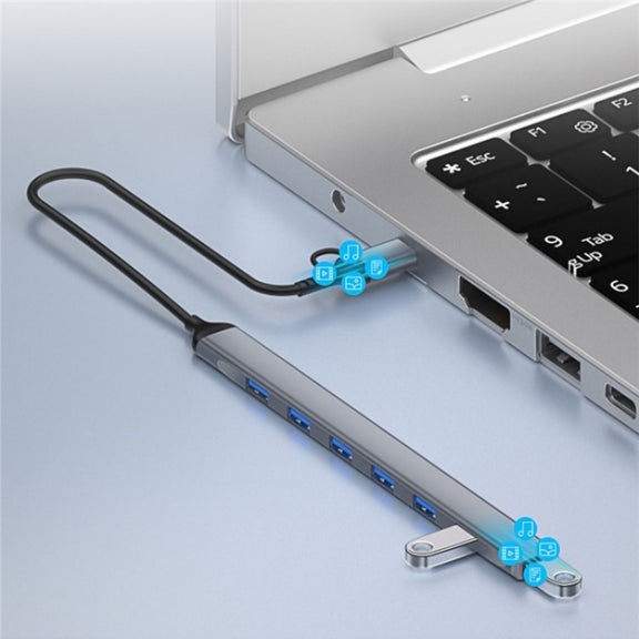 ADS-303D USB + Type-C to USB 3.0 + 6x USB 2.0 Splitter 7-in-1 Multifunctional Hub