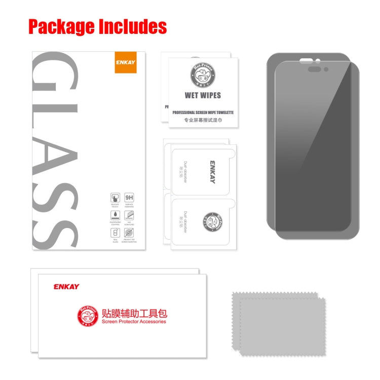 For iPhone 16 Pro 2pcs ENKAY Hat-Prince 28 Degree Anti-peeping Privacy Tempered Glass Film