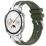 For Huawei Watch GT4 46mm 22mm Quick Release Silver Buckle Royal Silicone Watch Band(Olive Green)