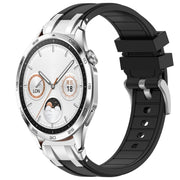 For Huawei Watch GT4 46mm 22mm Quick Release Silver Buckle Royal Silicone Watch Band(Black)