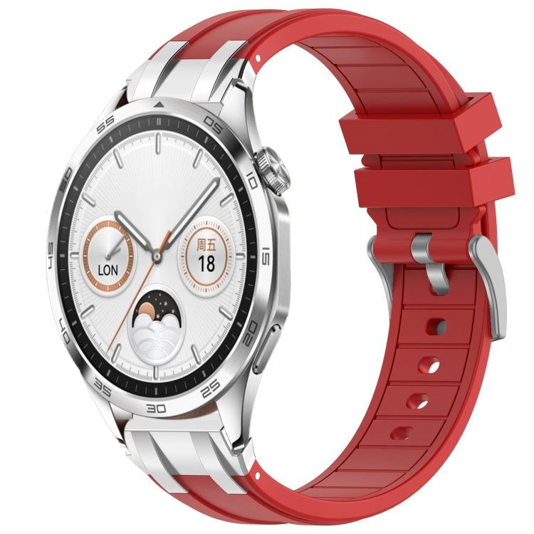 For Huawei Watch GT4 46mm 22mm Quick Release Silver Buckle Royal Silicone Watch Band(Red)