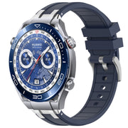 For Huawei Watch Ultimate 22mm Quick Release Silver Buckle Royal Silicone Watch Band(Navy Blue)