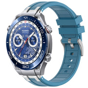 For Huawei Watch Ultimate 22mm Quick Release Silver Buckle Royal Silicone Watch Band(Sea Blue)