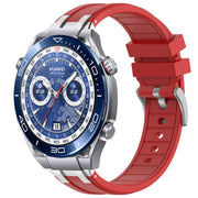 For Huawei Watch Ultimate 22mm Quick Release Silver Buckle Royal Silicone Watch Band(Red)