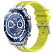 For Huawei Watch Ultimate 22mm Quick Release Silver Buckle Royal Silicone Watch Band(Vital Yellow)