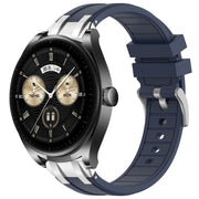 For Huawei Watch Buds 22mm Quick Release Silver Buckle Royal Silicone Watch Band(Navy Blue)