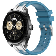 For Huawei Watch Buds 22mm Quick Release Silver Buckle Royal Silicone Watch Band(Sea Blue)