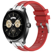For Huawei Watch Buds 22mm Quick Release Silver Buckle Royal Silicone Watch Band(Red)