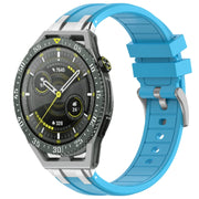 For Huawei Watch GT3 SE 22mm Quick Release Silver Buckle Royal Silicone Watch Band(Sky Blue)