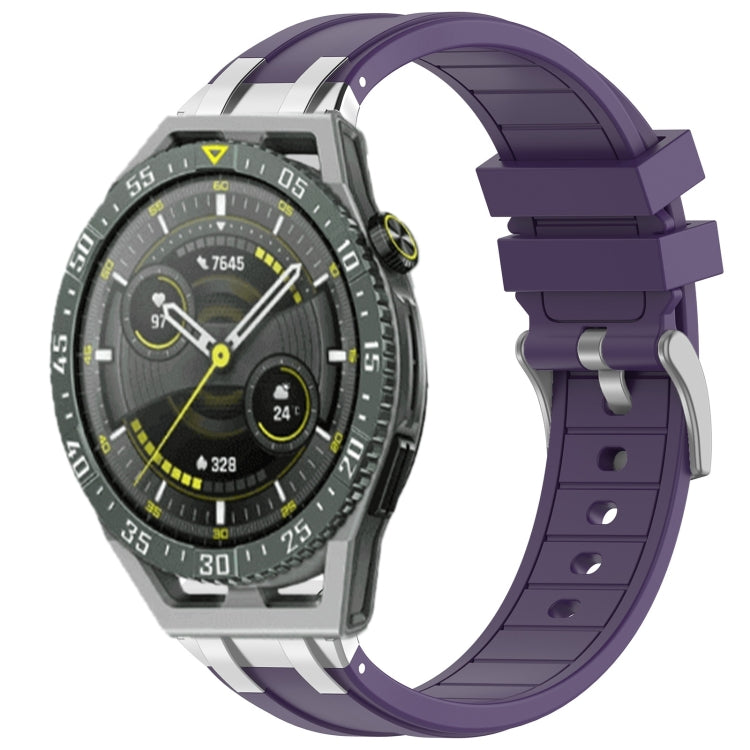 For Huawei Watch GT3 SE 22mm Quick Release Silver Buckle Royal Silicone Watch Band(Purple)