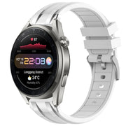 For Huawei Watch3 Pro New 22mm Quick Release Silver Buckle Royal Silicone Watch Band(White)