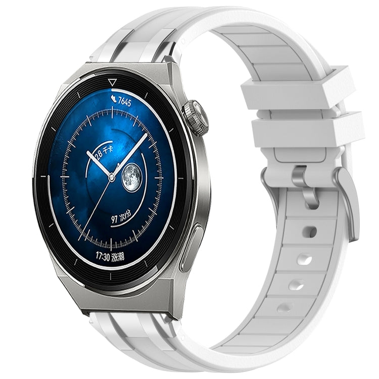 For Huawei Watch GT3 Pro 46mm 22mm Quick Release Silver Buckle Royal Silicone Watch Band(White)