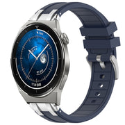 For Huawei Watch GT3 Pro 46mm 22mm Quick Release Silver Buckle Royal Silicone Watch Band(Navy Blue)