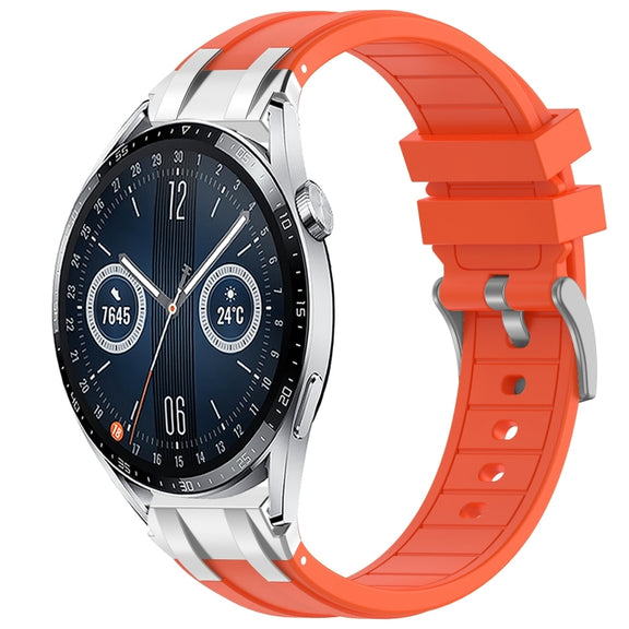 For Huawei Watch GT3 46mm 22mm Quick Release Silver Buckle Royal Silicone Watch Band(Orange)
