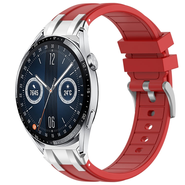 For Huawei Watch GT3 46mm 22mm Quick Release Silver Buckle Royal Silicone Watch Band(Red)