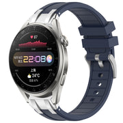 For Huawei Watch3 Pro 22mm Quick Release Silver Buckle Royal Silicone Watch Band(Navy Blue)