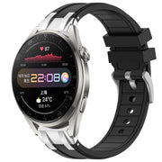 For Huawei Watch3 Pro 22mm Quick Release Silver Buckle Royal Silicone Watch Band(Black)