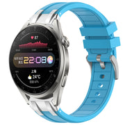 For Huawei Watch3 Pro 22mm Quick Release Silver Buckle Royal Silicone Watch Band(Sky Blue)
