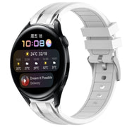 For Huawei Watch 3 22mm Quick Release Silver Buckle Royal Silicone Watch Band(White)