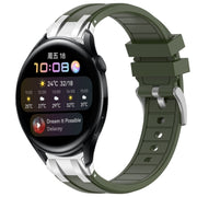 For Huawei Watch 3 22mm Quick Release Silver Buckle Royal Silicone Watch Band(Olive Green)