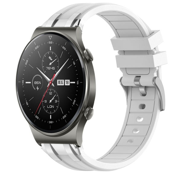 For Huawei Watch GT2 Pro 22mm Quick Release Silver Buckle Royal Silicone Watch Band(White)