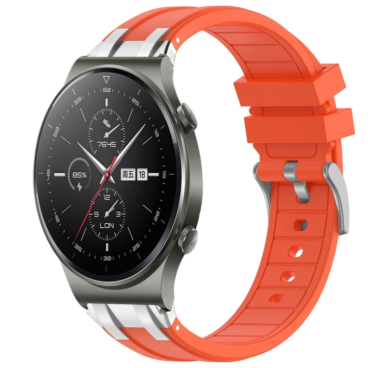 For Huawei Watch GT2 Pro 22mm Quick Release Silver Buckle Royal Silicone Watch Band(Orange)