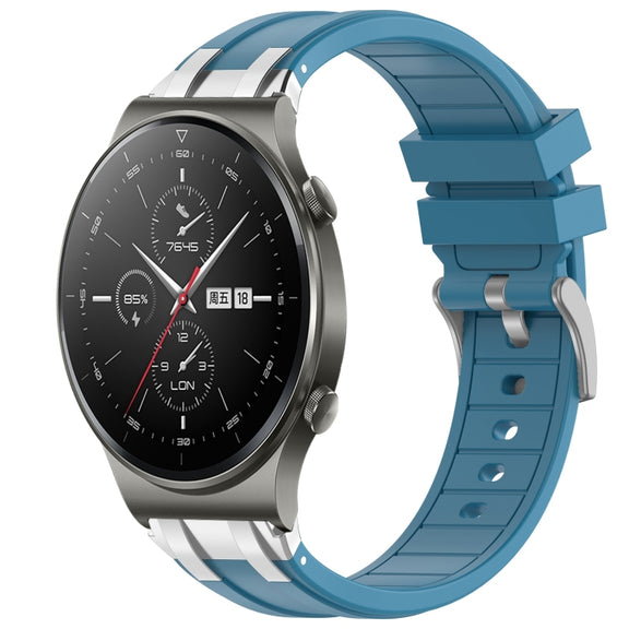 For Huawei Watch GT2 Pro 22mm Quick Release Silver Buckle Royal Silicone Watch Band(Sea Blue)