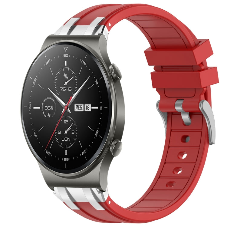 For Huawei Watch GT2 Pro 22mm Quick Release Silver Buckle Royal Silicone Watch Band(Red)