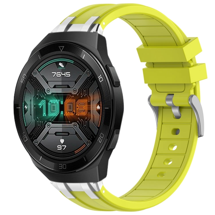 For Huawei Watch GT 2e 22mm Quick Release Silver Buckle Royal Silicone Watch Band(Vital Yellow)