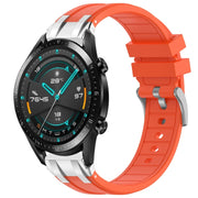For Huawei Watch GT2 46mm 22mm Quick Release Silver Buckle Royal Silicone Watch Band(Orange)