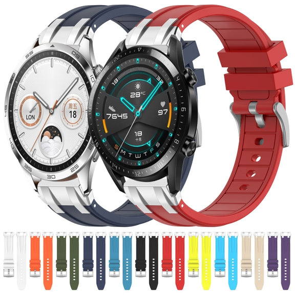 For Huawei Watch Ultimate 22mm Quick Release Silver Buckle Royal Silicone Watch Band(White)