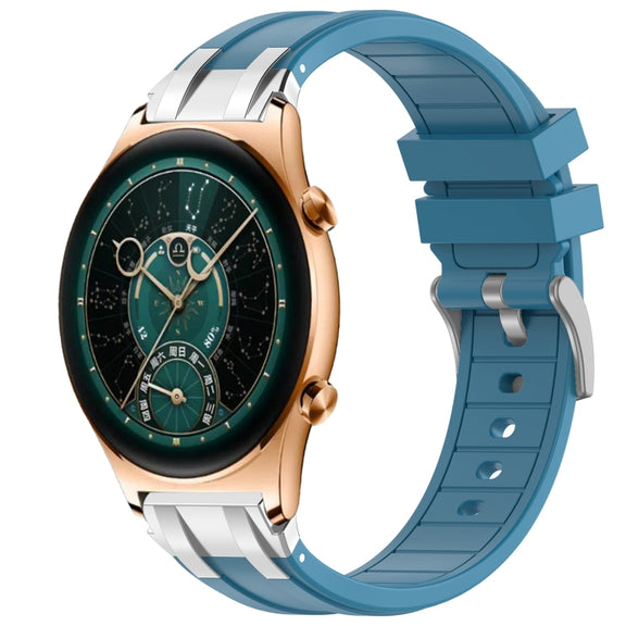 For Honor Watch GS 4 22mm Quick Release Silver Buckle Royal Silicone Watch Band(Sea Blue)