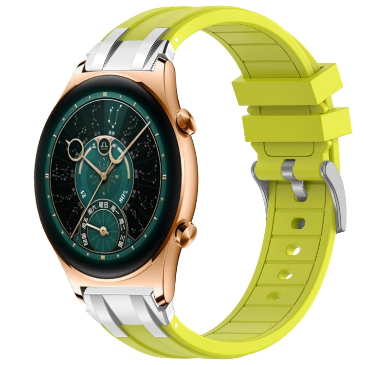 For Honor Watch GS 4 22mm Quick Release Silver Buckle Royal Silicone Watch Band(Vital Yellow)