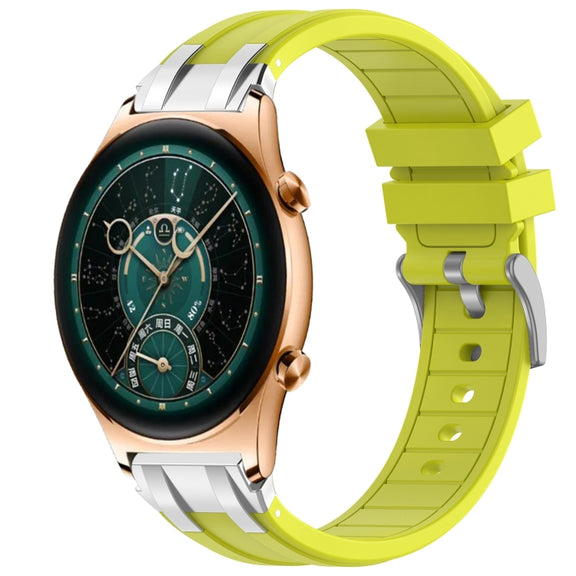 For Honor Watch GS 4 22mm Quick Release Silver Buckle Royal Silicone Watch Band(Vital Yellow)