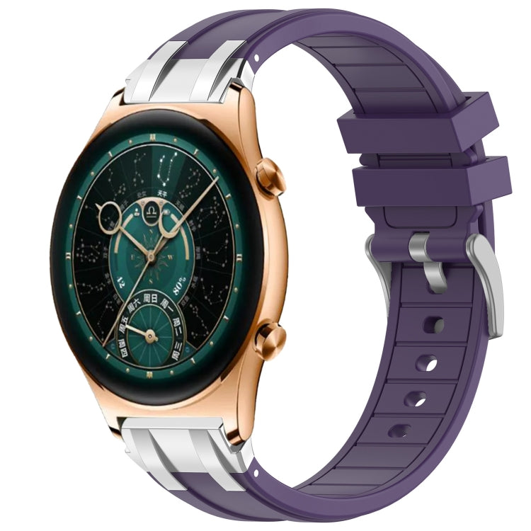 For Honor Watch GS 4 22mm Quick Release Silver Buckle Royal Silicone Watch Band(Purple)