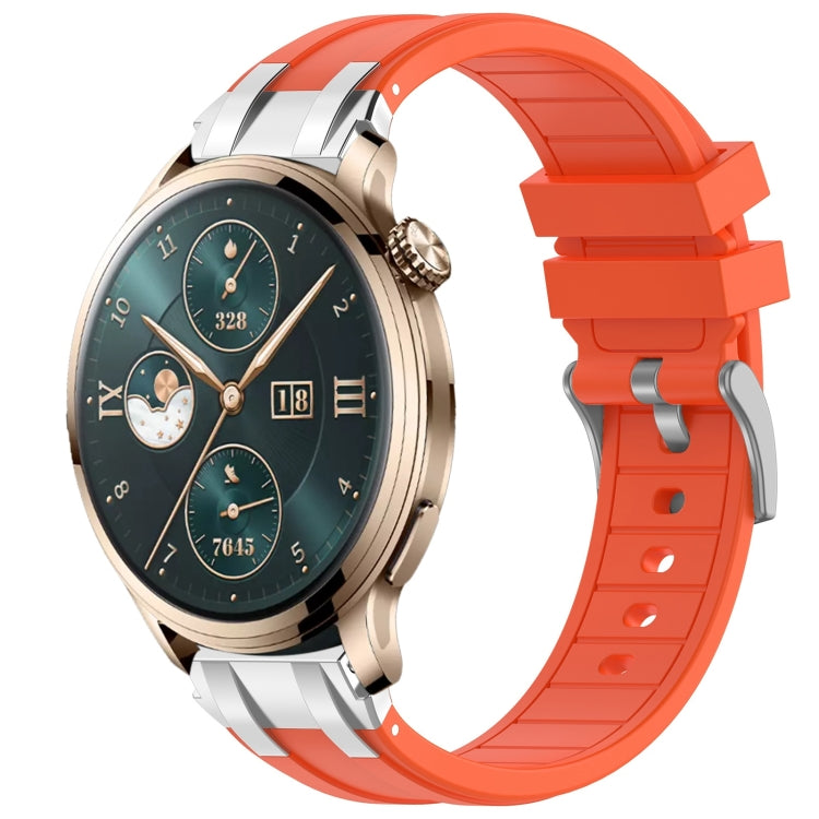 For Honor Watch 4 Pro 22mm Quick Release Silver Buckle Royal Silicone Watch Band(Orange)