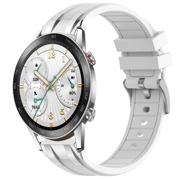 For Honor Watch GS 3i 22mm Quick Release Silver Buckle Royal Silicone Watch Band(White)