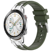 For Honor Watch GS 3i 22mm Quick Release Silver Buckle Royal Silicone Watch Band(Olive Green)