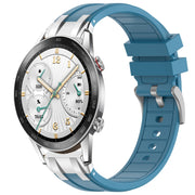 For Honor Watch GS 3i 22mm Quick Release Silver Buckle Royal Silicone Watch Band(Sea Blue)