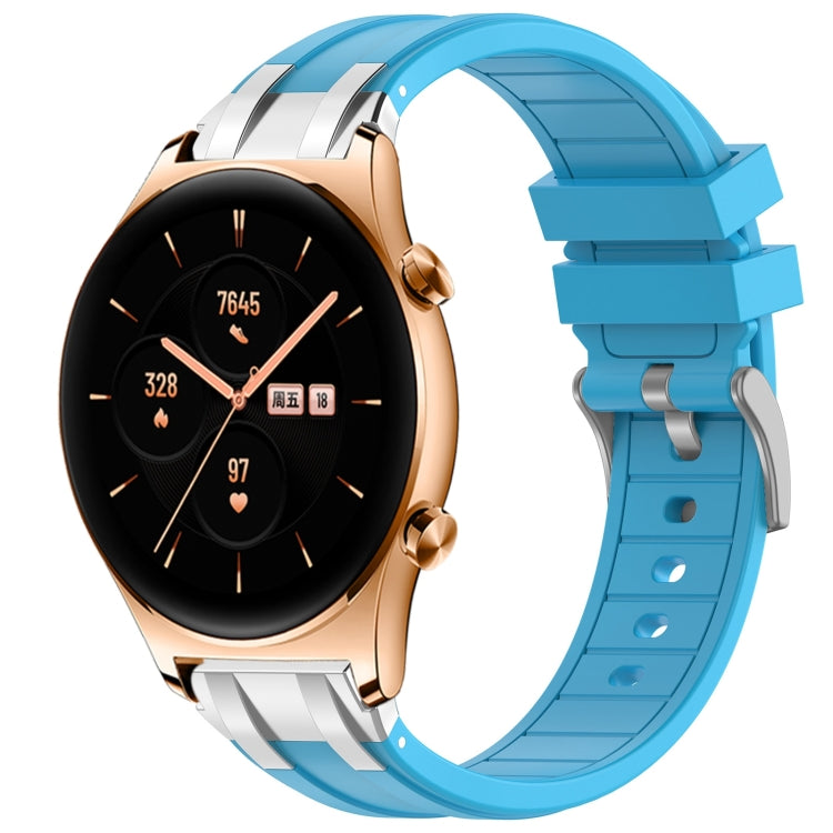 For Honor Watch GS 3 22mm Quick Release Silver Buckle Royal Silicone Watch Band(Sky Blue)